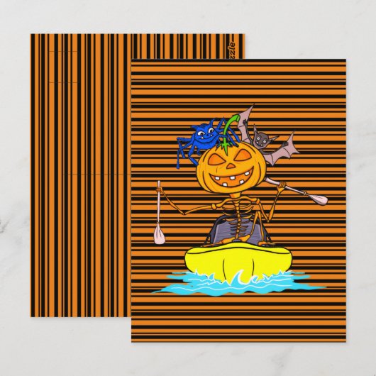 Funny Kayaker Skeleton Kayaking Pumpkin Halloween Briefkaart (Voorkant / Achterkant)
