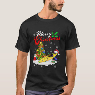 Funny Kayaking Lover Xmas Lighting Santa Kayak Chr T-shirt