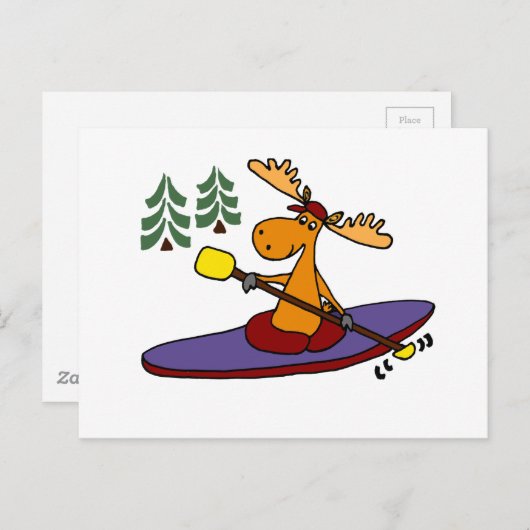 Funny Kayaking Moose Briefkaart (Voorkant / Achterkant)