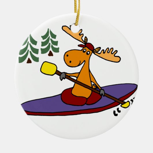Funny Kayaking Moose Keramisch Ornament (Voorkant)