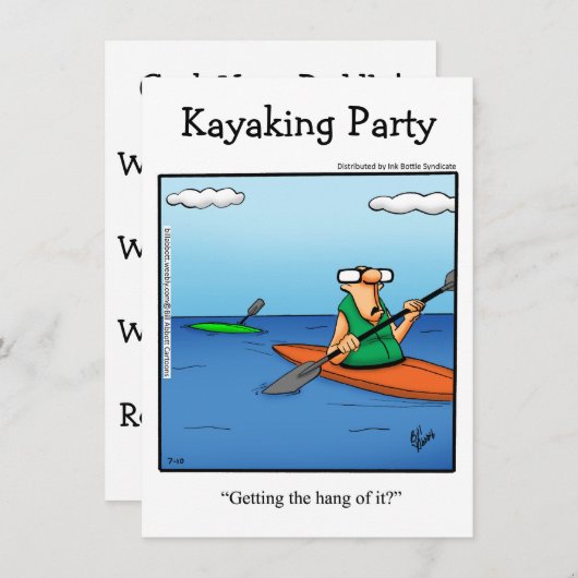 Funny Kayaking Party Uitnodigingen (Voorkant / Achterkant)