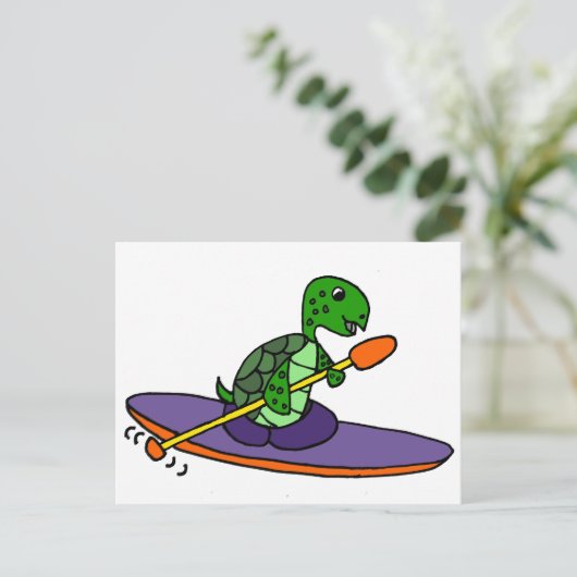 Funny Kayaking Zee Turtle Briefkaart (Staand voorkant)