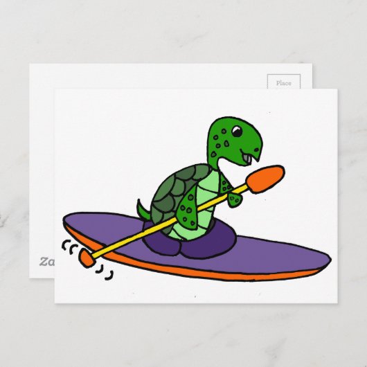 Funny Kayaking Zee Turtle Briefkaart (Voorkant / Achterkant)