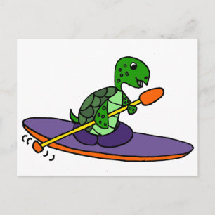 Funny Kayaking Zee Turtle Briefkaart