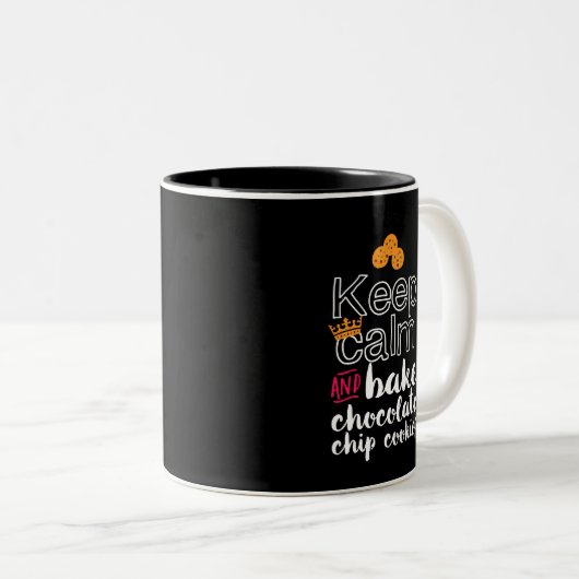 Funny Keep Calm and Bake Chocolate Chip Cookies Tweekleurige Koffiemok (Voorkant rechts)
