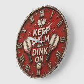 Funny Keep Calm and Dink On | Rustic Pickleball  Grote Klok (Hoek)