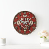 Funny Keep Calm and Dink On | Rustic Pickleball  Grote Klok (Huis)