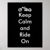 Funny Keep Calm and Ride on Motorcycle Poster (Voorkant)