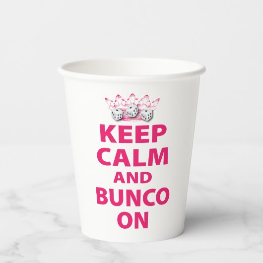 Funny Keep Calm Dice Bunco Paper Cups Papieren Bekers (Achterkant)
