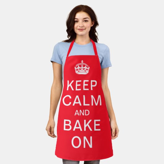 Funny Keep Calm en bake on Red Custom Schort (Gedragen)