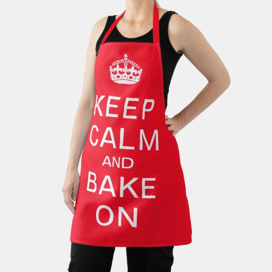 Funny Keep Calm en bake on Red Custom Schort (Insitu)