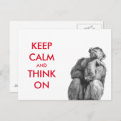 Funny Keep Calm en Think on chimpansee Briefkaart (Voorkant / Achterkant)