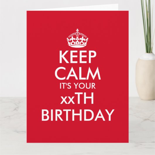 Funny Keep Calm oversize Birthday wenskaart Kaart (Voorkant)