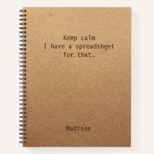 Funny Keep Calm Spreadsheet Personated Kantoor Notitieboek