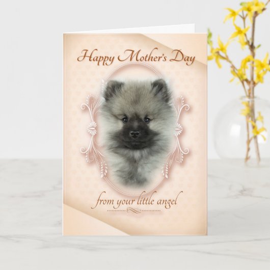 Funny Keeshond Mother's Day Card Kaart (Gele Bloem)