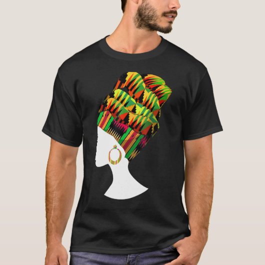 Funny Kente Cloth Head Wrap Gift for African Ameri T-shirt (Voorkant)