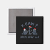 Funny Kerst Crow Grafisch – F-caw-f Prettig Craw Magneet (Voorkant / Achterkant)
