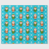 Funny Kerstaap Cadeaupapier (Vlak)