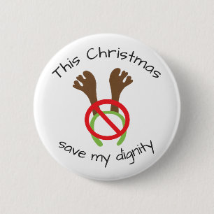 Funny KerstAntler Protest Ronde Button 5,7 Cm