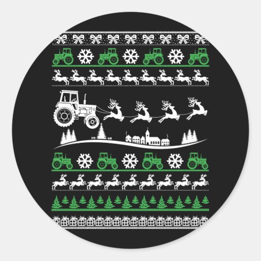 Funny kerstboer Farming Ronde Sticker (Voorkant)