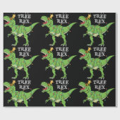 Funny kerstboom Rex Dinosaur Cadeaupapier (Vlak)