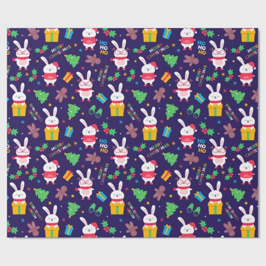 Funny KerstBunnies Cadeaupapier (Vlak)