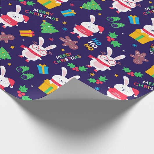 Funny KerstBunnies Cadeaupapier (Hoek)