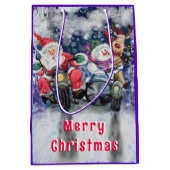 Funny Kerstcadeautas met blije vrienden Medium Cadeauzakje (Voorkant)