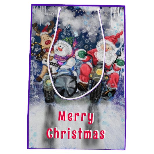 Funny Kerstcadeautas met blije vrienden Medium Cadeauzakje (Achterkant)