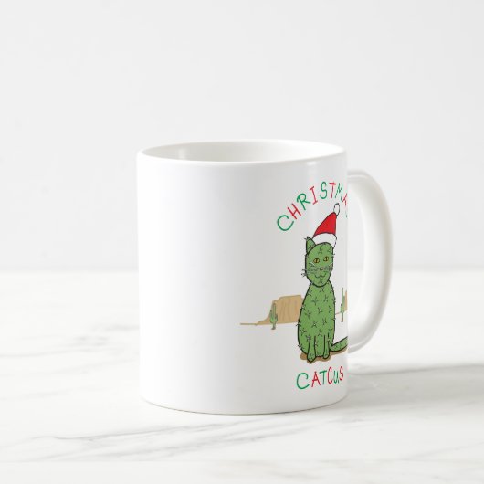 Funny "kerstcatcus" Cactus Drawing Koffiemok (Voorkant rechts)
