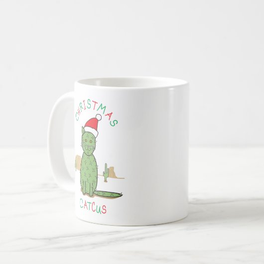 Funny "kerstcatcus" Cactus Drawing Koffiemok (Voorkant links)