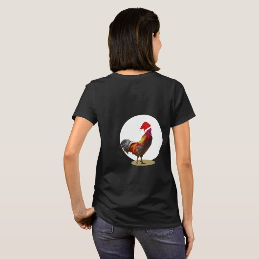 Funny KerstChicken Greeting Ugly Black T-shirt (Achterkant volledig)