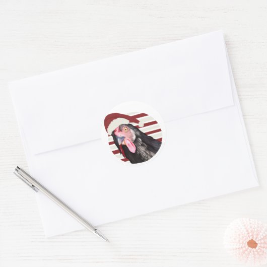 Funny KerstChicken Ronde Sticker (Envelop)