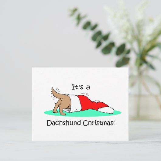 Funny Kerstdachshund Feestdagenkaart (Staand voorkant)
