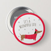 Funny Kerstdachshund Ronde Button 7,6 Cm (Voorkant /achterkant)