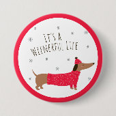 Funny Kerstdachshund Ronde Button 7,6 Cm (Voorkant)