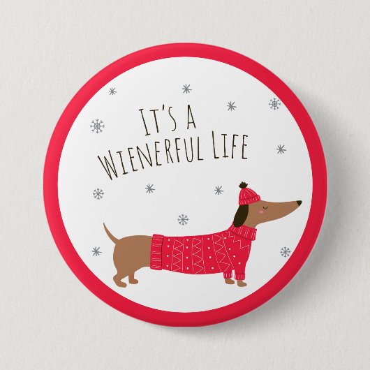 Funny Kerstdachshund Ronde Button 7,6 Cm (Voorkant)