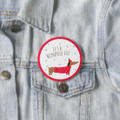 Funny Kerstdachshund Ronde Button 7,6 Cm (In situ)