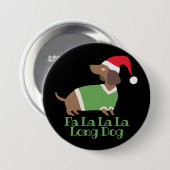 Funny Kerstdachshund Ronde Button 7,6 Cm (Voorkant /achterkant)