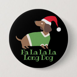 Funny Kerstdachshund Ronde Button 7,6 Cm
