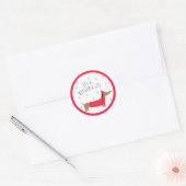 Funny Kerstdachshund Ronde Sticker (Envelop)