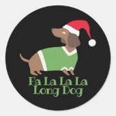 Funny Kerstdachshund Ronde Sticker (Voorkant)