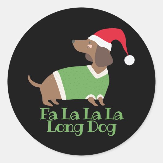Funny Kerstdachshund Ronde Sticker (Voorkant)