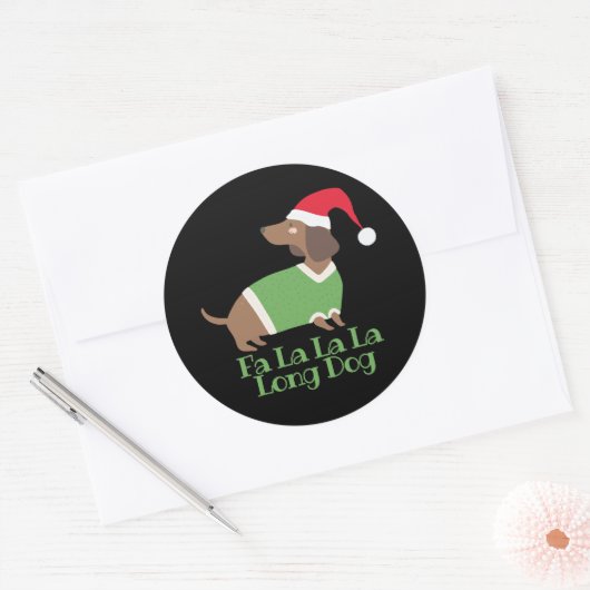 Funny Kerstdachshund Ronde Sticker (Envelop)