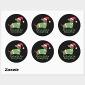Funny Kerstdachshund Ronde Sticker (Vel)