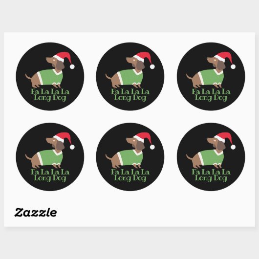 Funny Kerstdachshund Ronde Sticker (Vel)