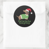 Funny Kerstdachshund Ronde Sticker (Tas)
