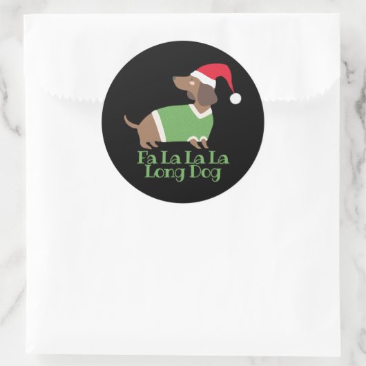 Funny Kerstdachshund Ronde Sticker (Tas)