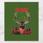 Funny Kerstdeer Hunting Wijn Etiket (Enkel label)