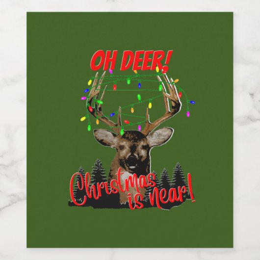 Funny Kerstdeer Hunting Wijn Etiket (Enkel label)